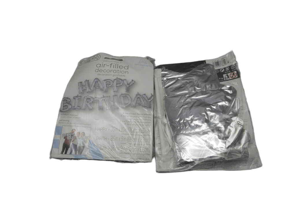 Balloon Supershape "phrase "happy Birthday" Silver" 2 Foil P60, Packed