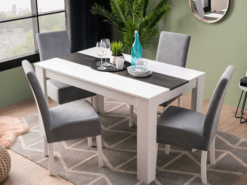 Dining Table 135x80.5x74.5 Cm White/Black Wood