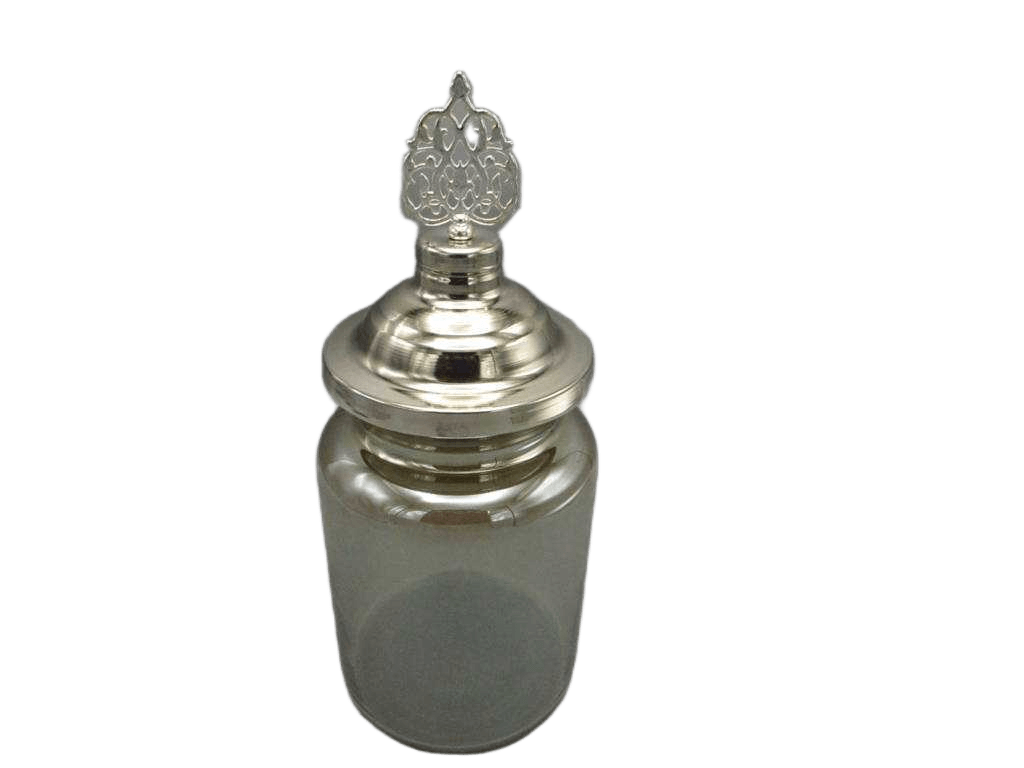 Jar Silver Smoked Glass With Silver Arabesque Handles Silver D = 11 Cm H= 28 Cm