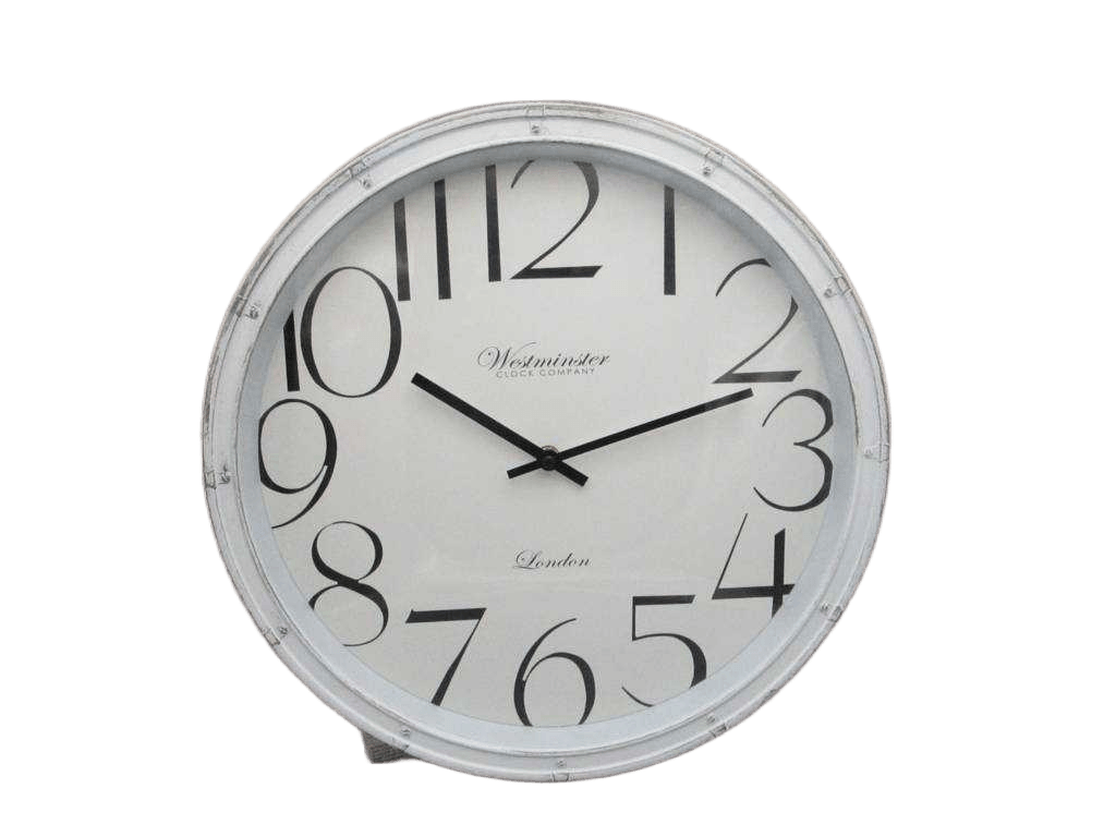 Clock Wall Pp Big Numbers White