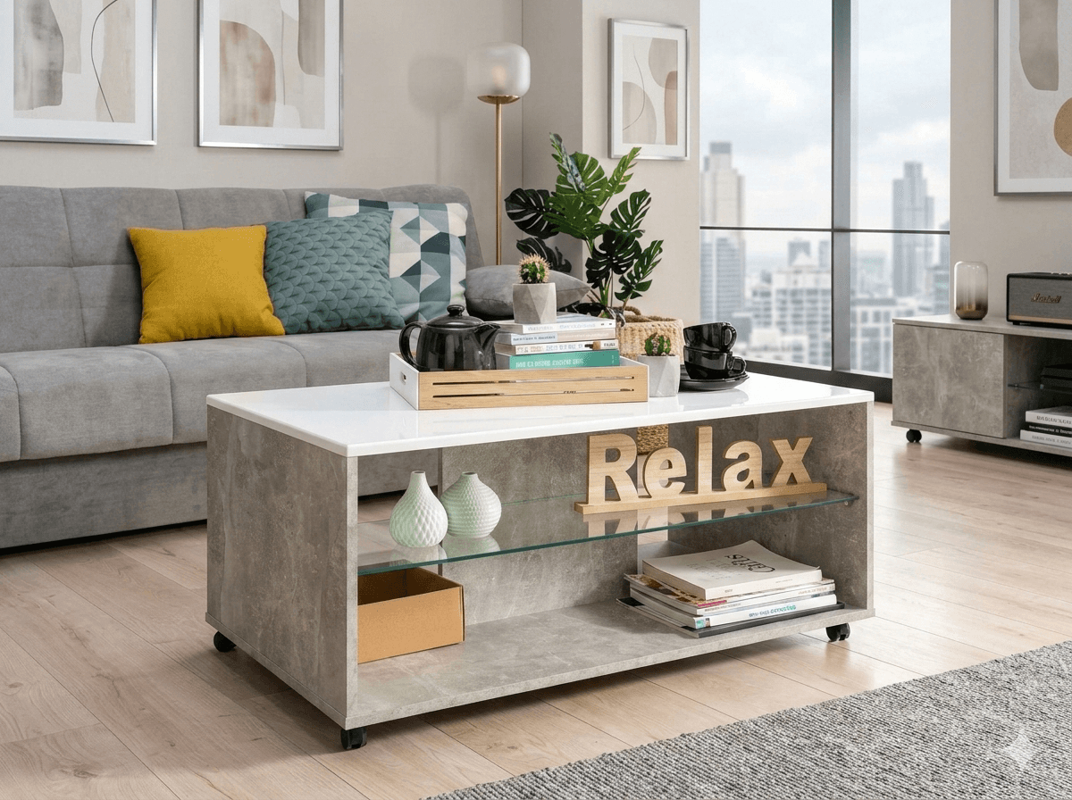 Coffee Table Melamine Grey, White