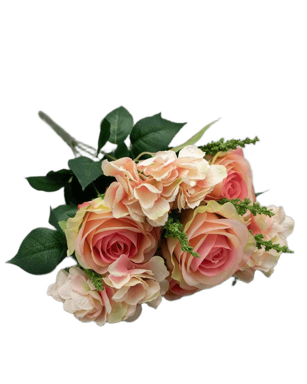 Artificial Flower Rose Hydranggea Mix Bush X 7 Pink 46 Cm