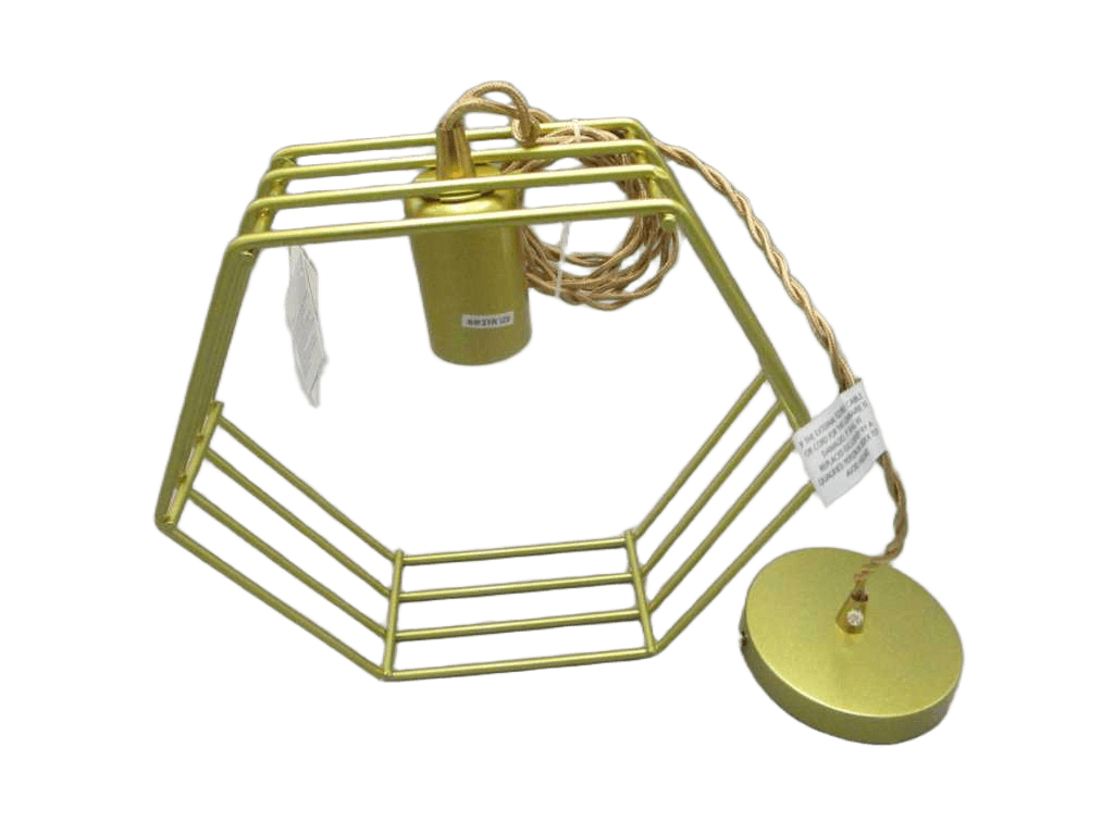 Lamp Shade: 23x7.5x23cm Wire Length: 150cm Base Size: Dia 10cmgolden Coating Round Ring Pedant Lamp No Bulb Brown Box E27 Bulb 1cl=