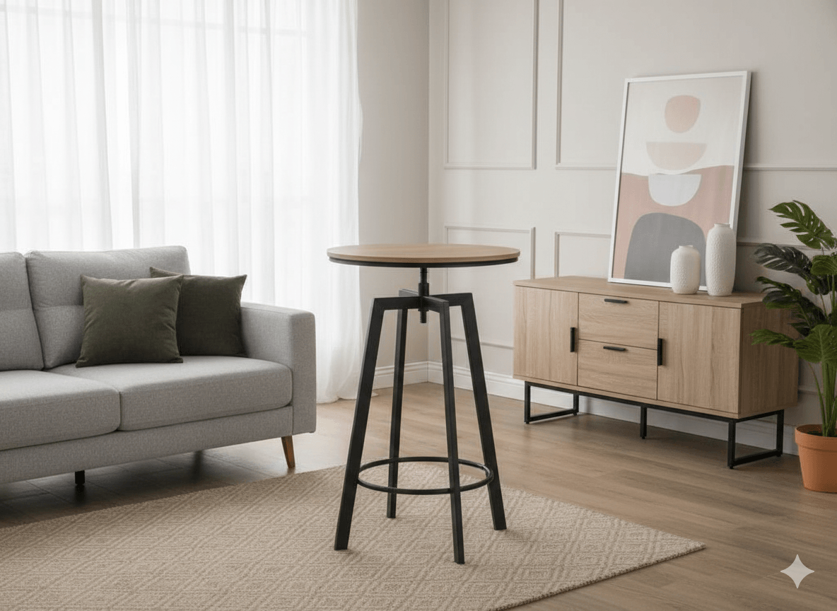 Bar Table Dock - Diam 60cm Adjustable Height From 93 To 101cm