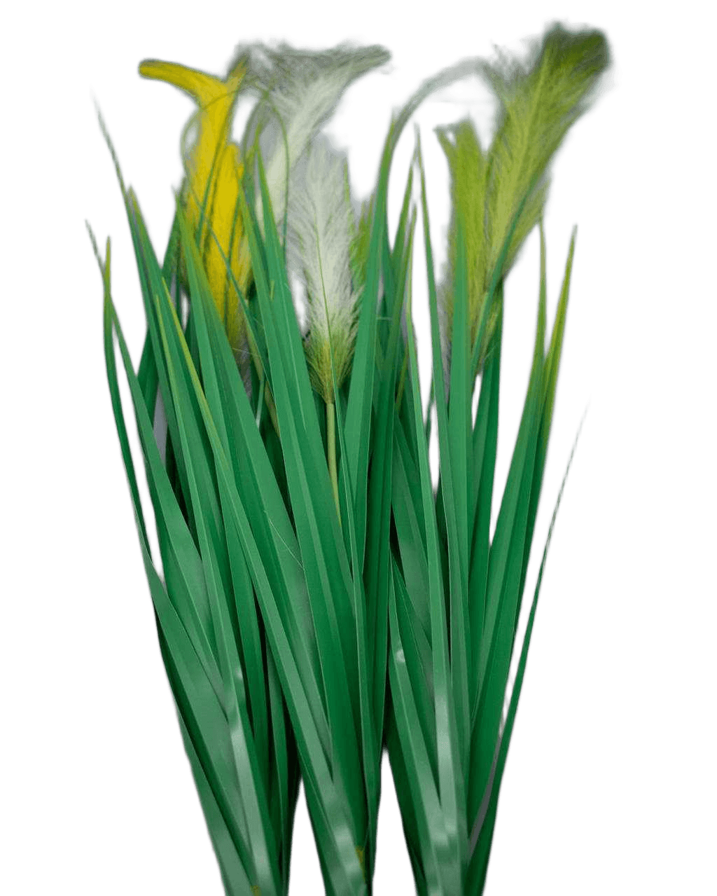 Artificial Onion Grass With Reed Flowers X 2 Ass 3 Colors White Yellow And Green 128 Cm