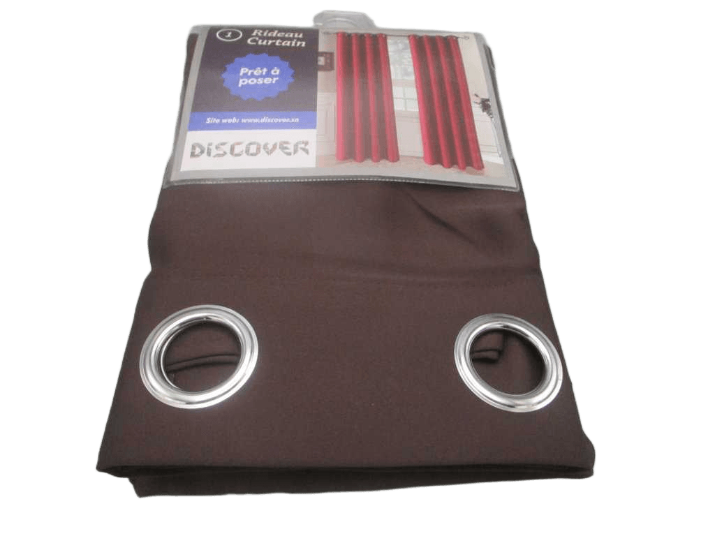 Curtain, 8 Rings Silver 100% Polyester Black-Out Brown Gsm: 210 G /6