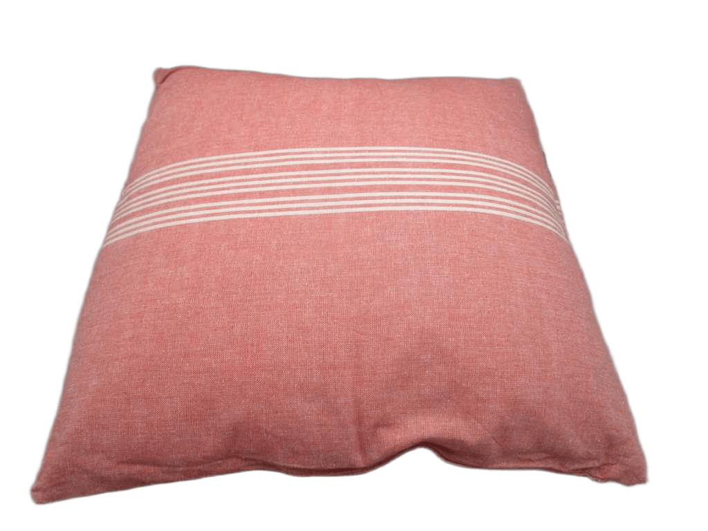 Cushion : Front And Back In Cotton Woven Stripe Fabric With Bottom Zipper. Vacuum Packed With 400 Gms Polyfill Filler Inside. Cover - 100% Cotton Filler - 100% Polyester