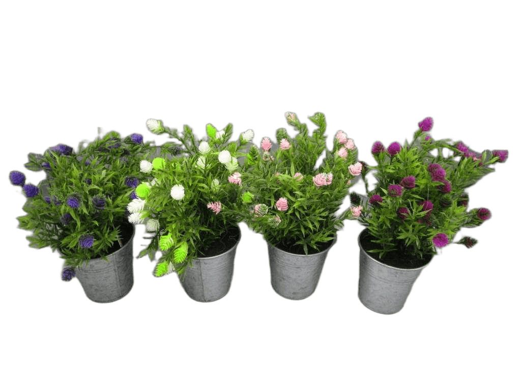 Artificial Plant In Zinc Pot 26cm 4ass Cl 1cl=