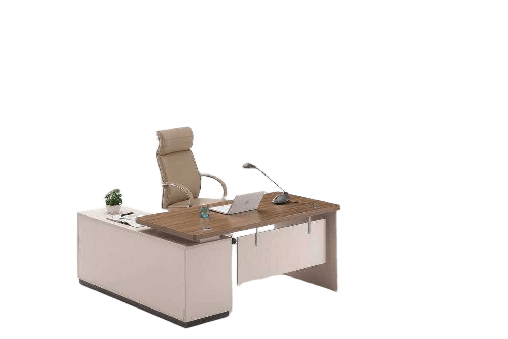Office Table Right Side 180x160x76 Cm Clr Light Walnut+soft White Ref 24m016 R /4cl
