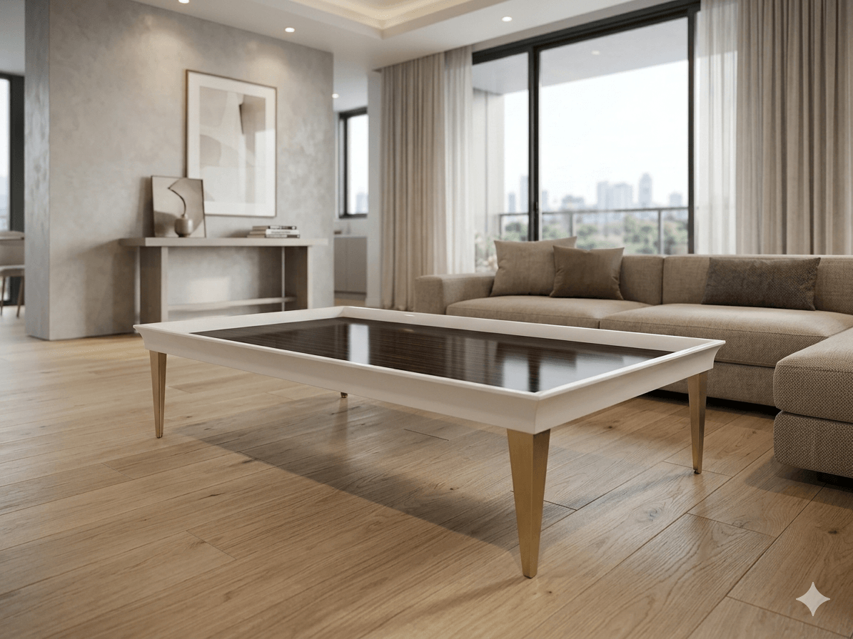 Coffee Table With Titanium Gold Grey Lacquer+ebony(8890213+1015-1hg)+titanium Gold1285*665*430 2cl=