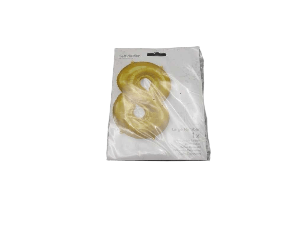 Balloon Large Number 8 Gold Foil N34 Packaged 53 Cm X 83 Cm