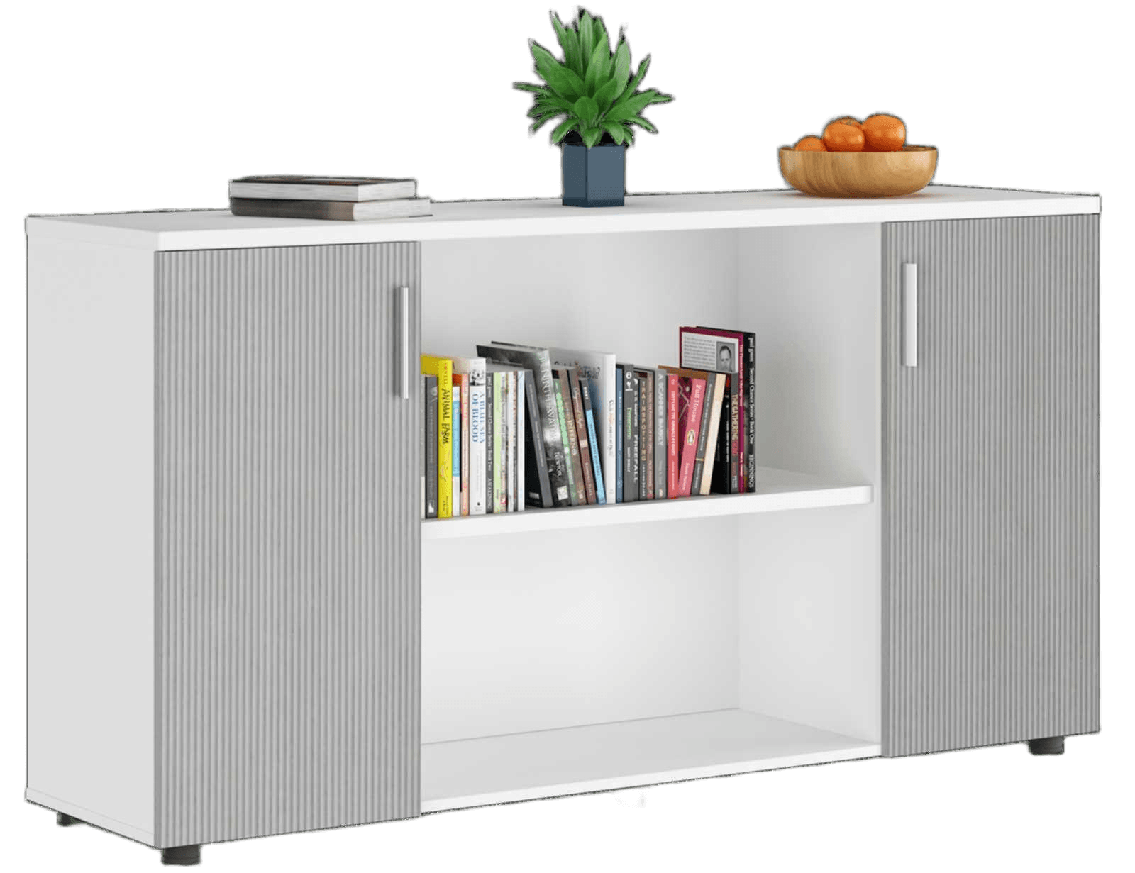 Low Cabinet White+grey Stripe1600w*400d*840h