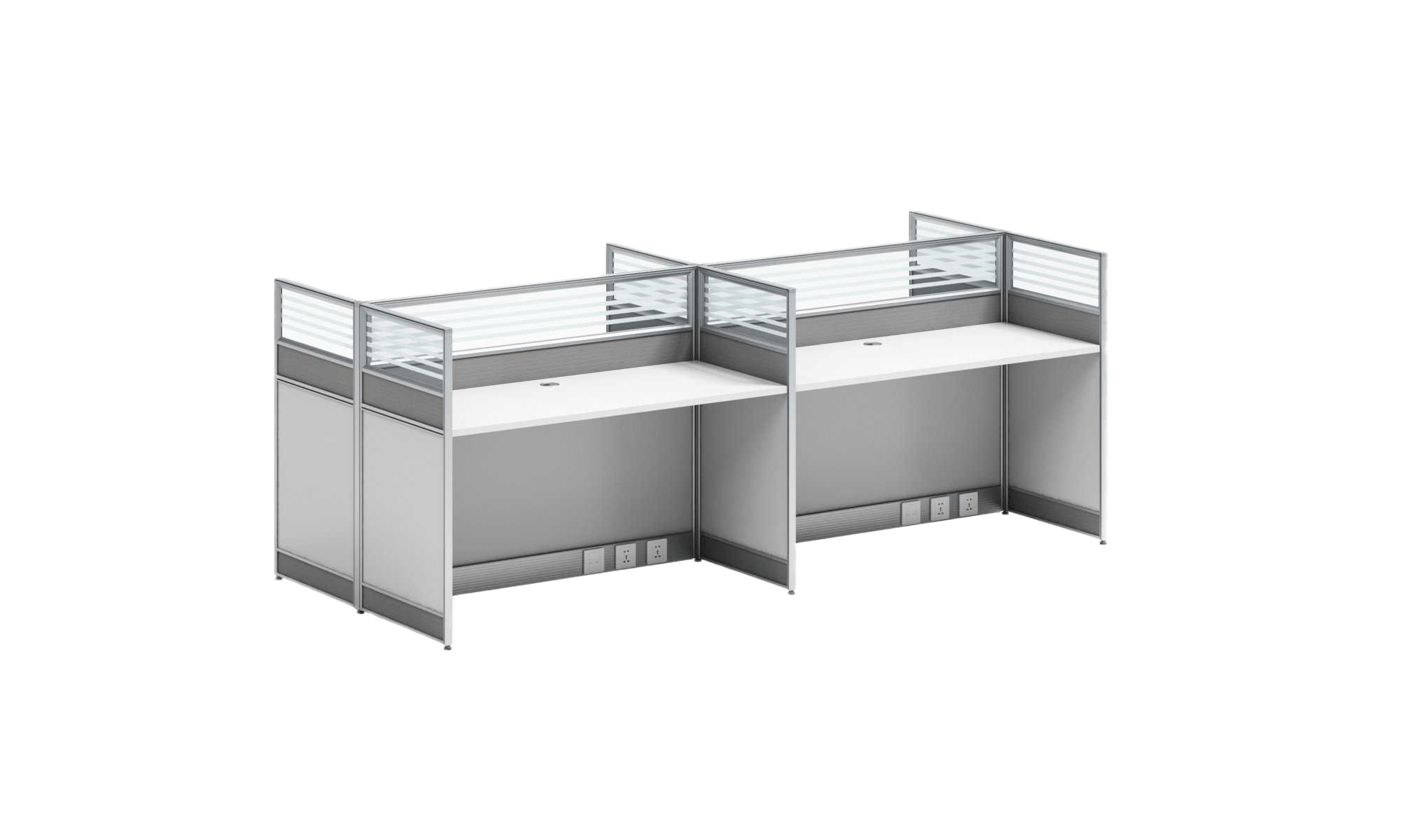 Workstation 4 Seats White+grey Stripe2490w*1230d*1100h