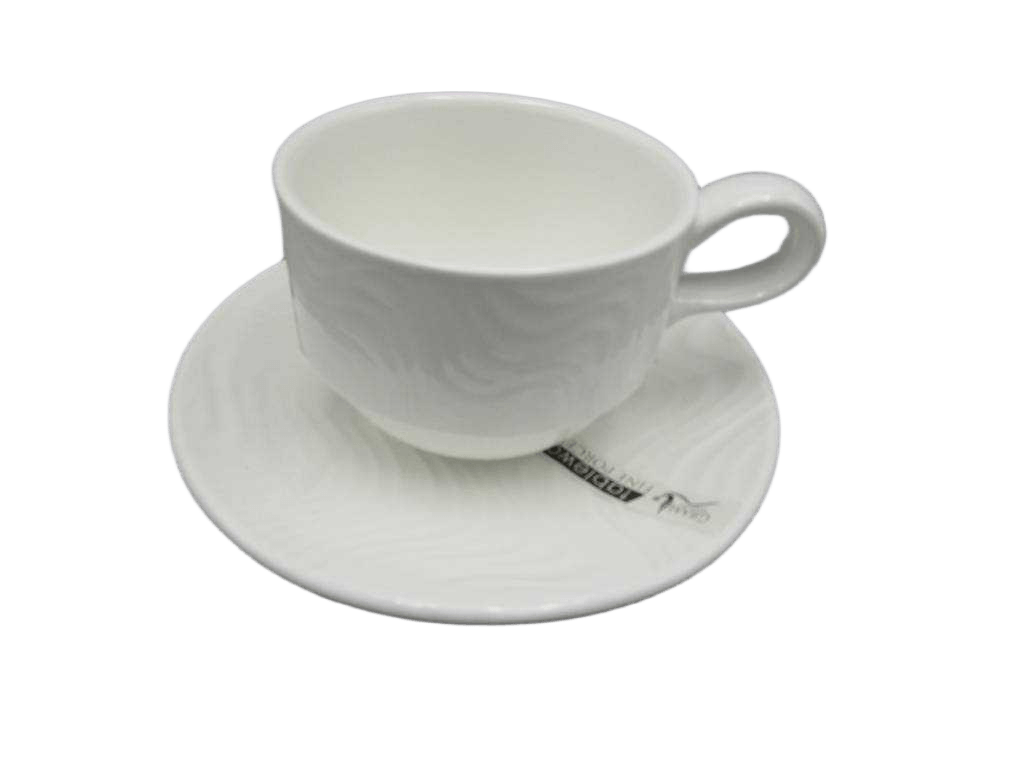 Stackable 180ml Cup + 5.5" Saucer For Cup11.1x8.1x6 D:13.9x1.8 White