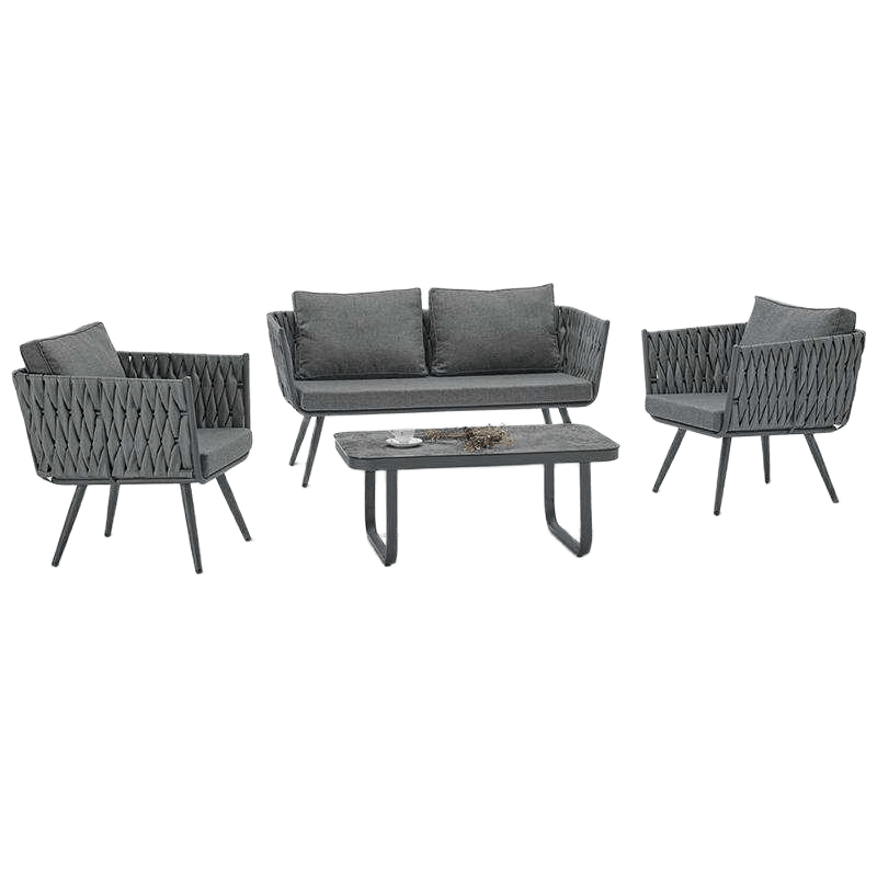 Sofa Garden Set 2+1+1+coffee Table Fabrix Bz 1017 Grey Pe Sg 1 Dark Grey