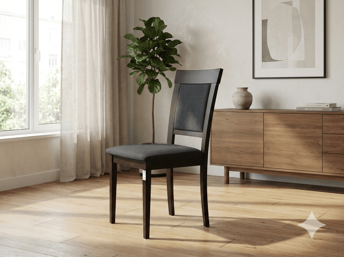 Chair Beech Solid Wood 460*540*950 Wood: Burn Beech Fabric: Expresso-Xd12236 1cl=