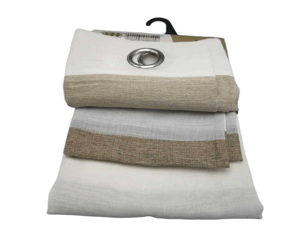 Curtain Yarn Dyed Voile Window Curtain 8 Rings 100% Polyester 120gsm 43x28x25