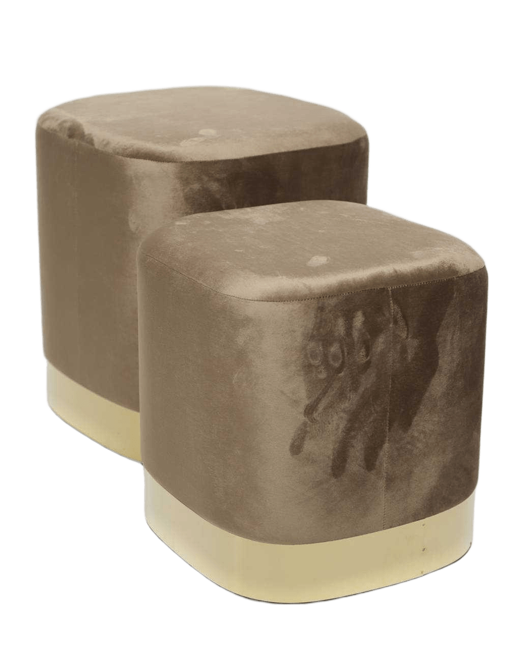 Set Of 2 Pouf, Taupe Square 39*39*44 34*34*35