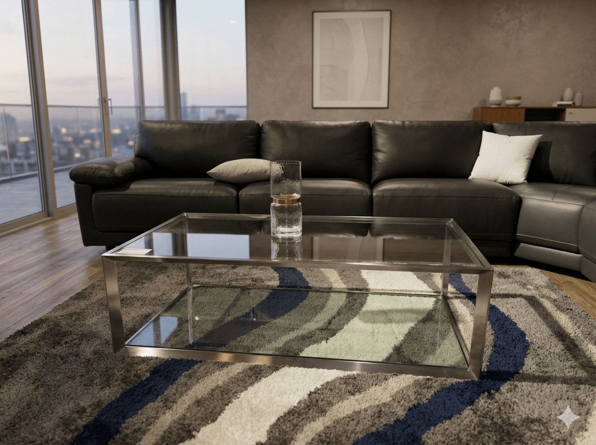 Coffee Table W 10mm Tempered Glass/ Stainless Steel124*64*38
