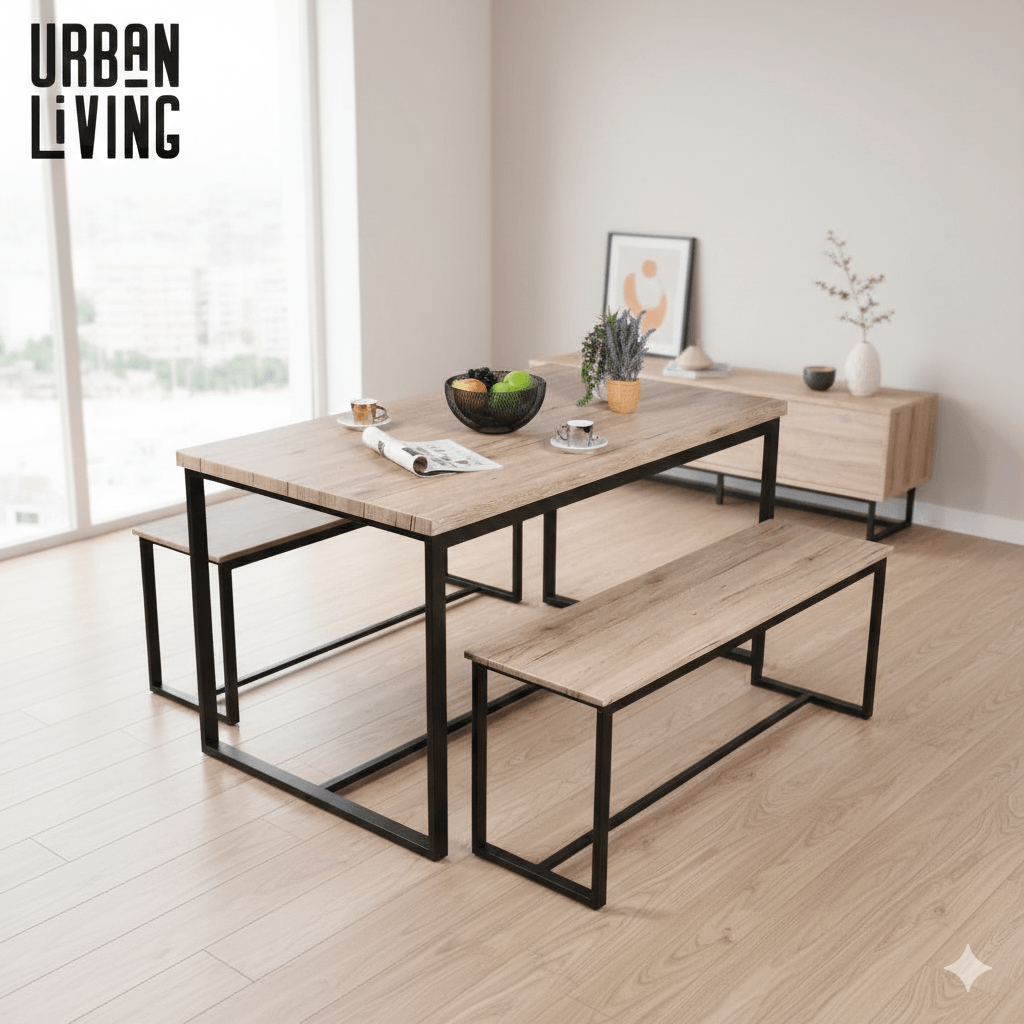 Dinning Table Dock - With 2 Benches- Table : 140x80x75cm / Banc : 120x35x46cm