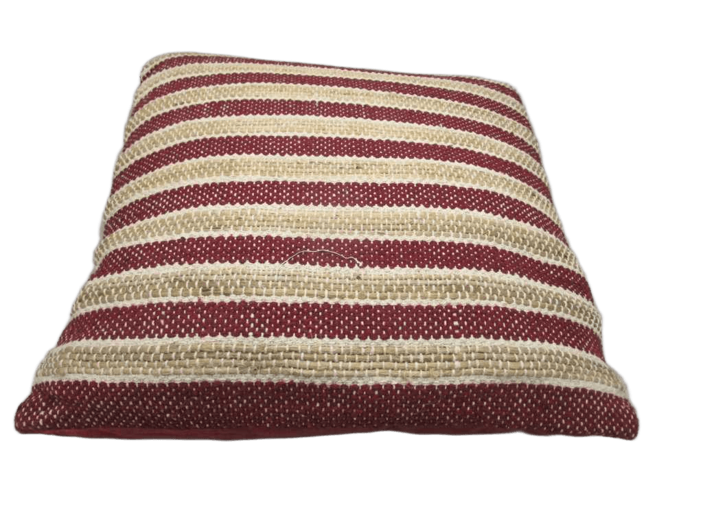 Cushion ; Front In Cotton/Jute Rug Quality. Back In Solid Cotton With Zipper. Vacuum Packed With 400 Gms Polyfill Filler Inside. Cover - Front - 70% Jute, 30% Cotton Back - 100% Cotton Filler - 100% Polyester