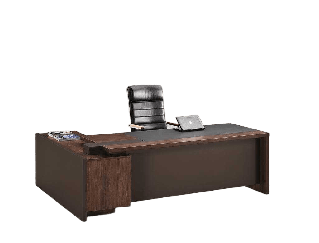 Office Table 220x180x75 Cm Clr Walnut,grey Ref 59mkb053 /5cl
