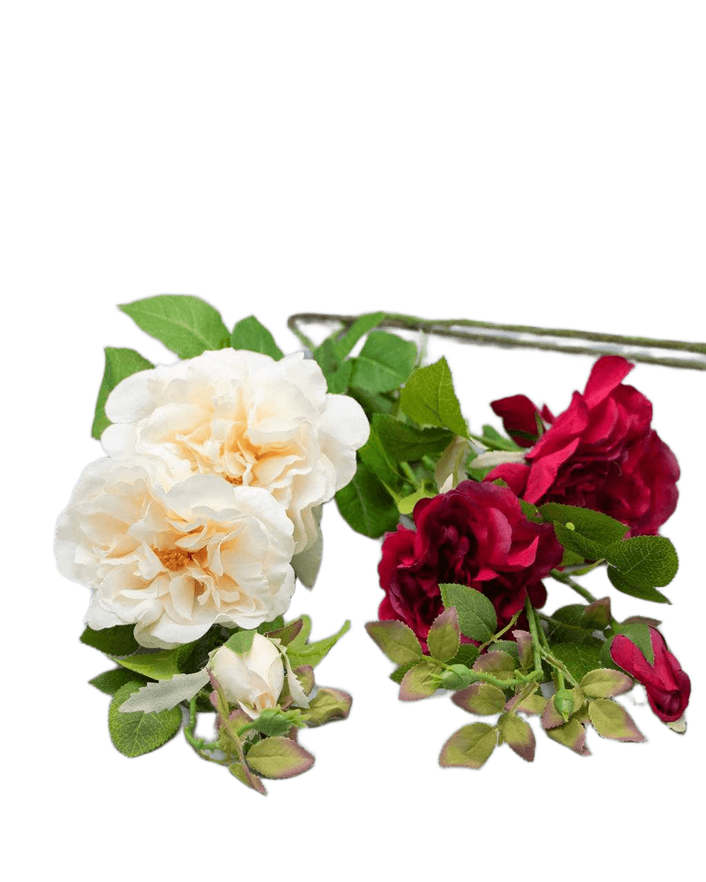 Artificial Flower Rose Big Wild Rose X 2 Ass 2 Colors White And Red 105 Cm