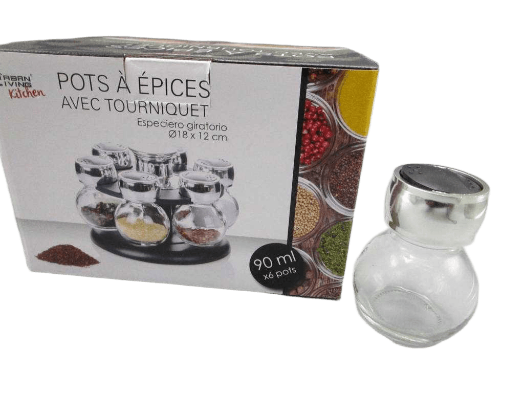Jar For Spice 90ml X6pcs With Stand 18x18x12,5cm