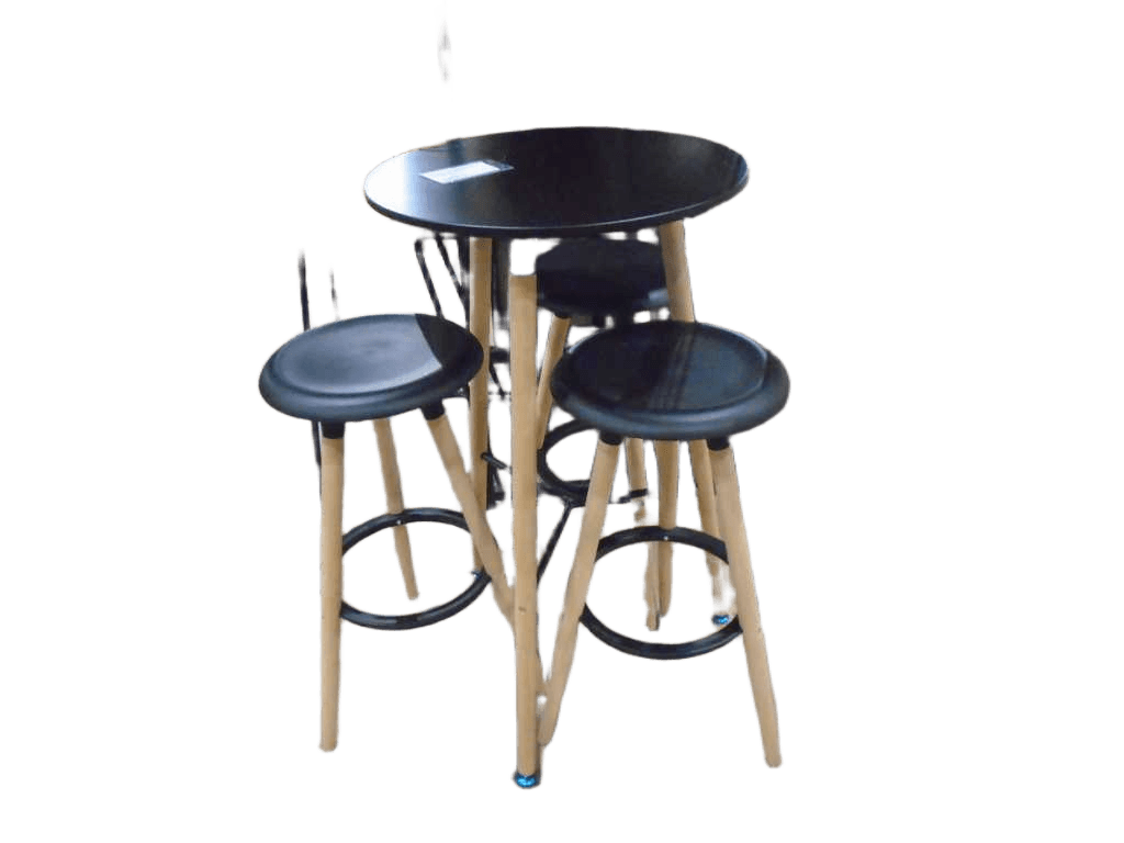 Bar Table + 3* Bar Chairs Black T: Dia 60*102 C: 77*48.5