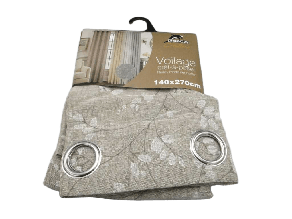 Curtain Imitation Linen Voile Window Curtain 8 Rings 100% Polyester 75gsm 43x28x29