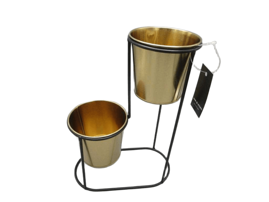Flowerpot In Stand 30cm Gold