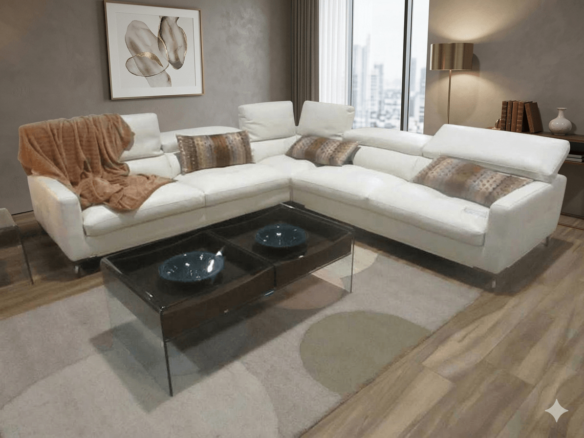 Sofa Corner White Titanium Plated Legs 3(1a)+c+3(1a) 285x285
