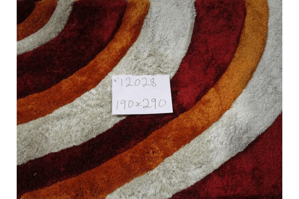 Carpet Polyester Soft & Silk Shaggy 3d Red Yellow Beige