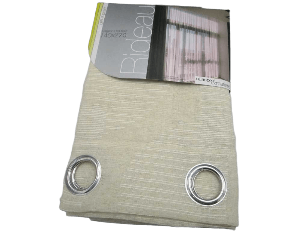 Curtain 140*270, Linen+voile 8 Rings Silver 125gsm3 Beige