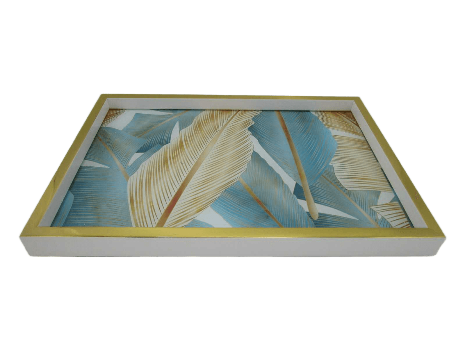 Serving Tray Glass Base Gold 41x28cm