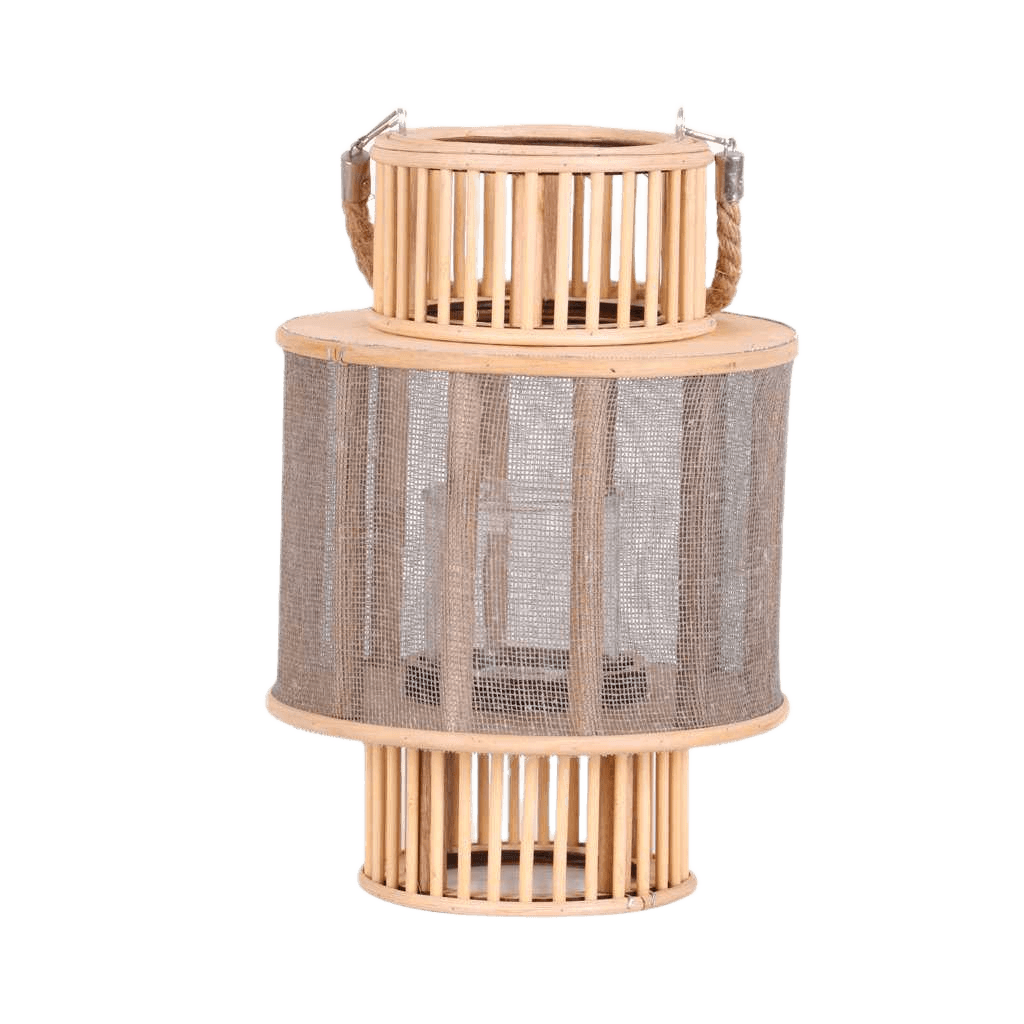 Lantern Natural Living - Wooden Honeycomb And Glass Candle Holder D21xh29cm