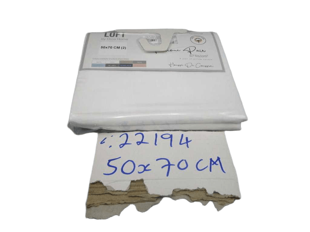 Set 2 Pillow Case Plain Col (100 % Coton 57 Fils 30 X 30 - 78 X 60) 103 Grs/M² Packed In Pvc Bag With Hanger And Insert Card