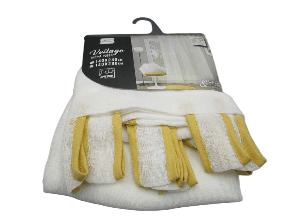 Curtain Net With Loops 140 X 280 Cm Woven Voile Casalina White/Yellow