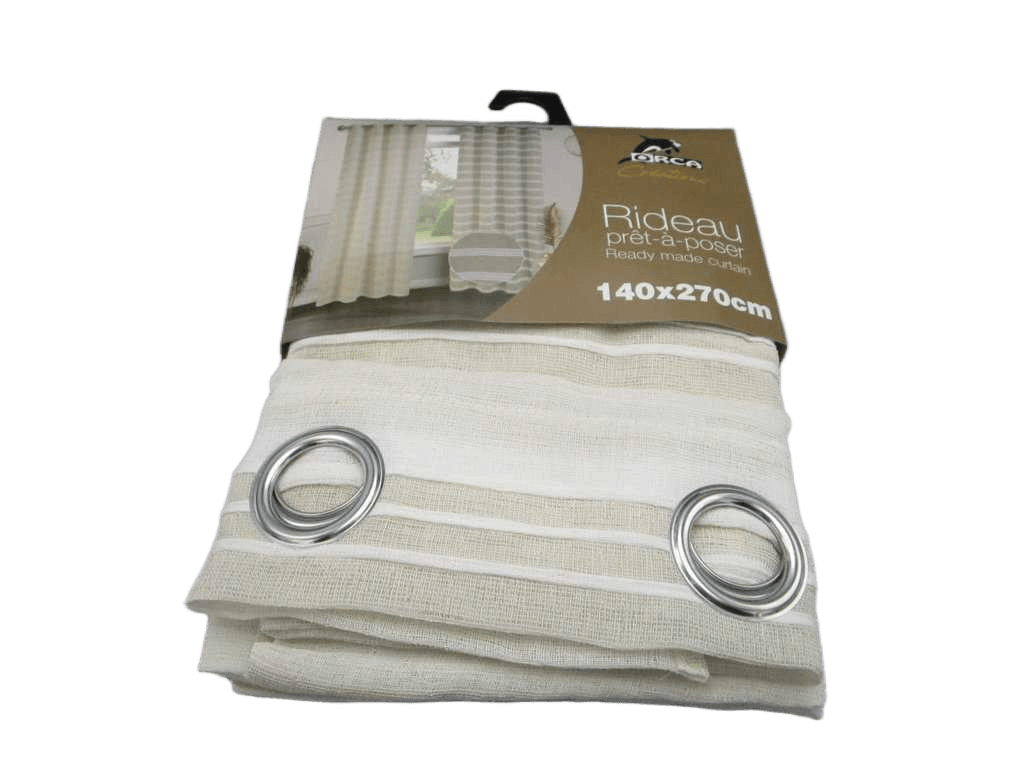 Curtain Yarn Dyed Voile Window Curtain 8 Rings 100% Polyester 43x28x23cm