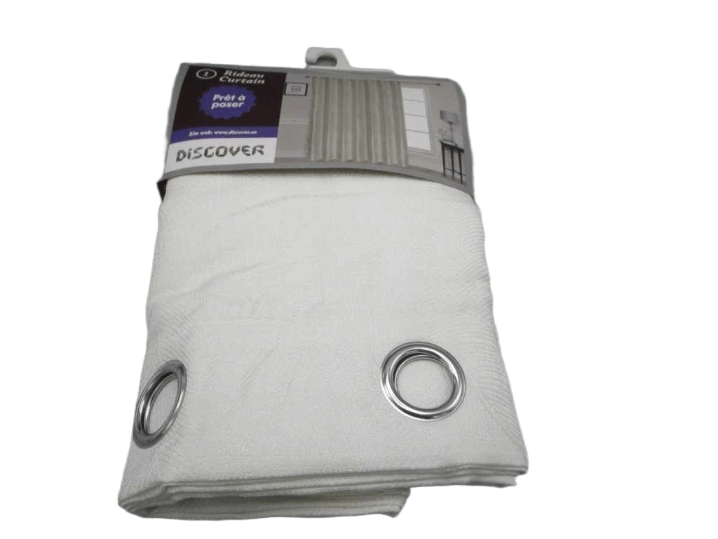 Curtain With 14 Round Rings Silver Brass 100% Polyester 160gsm
