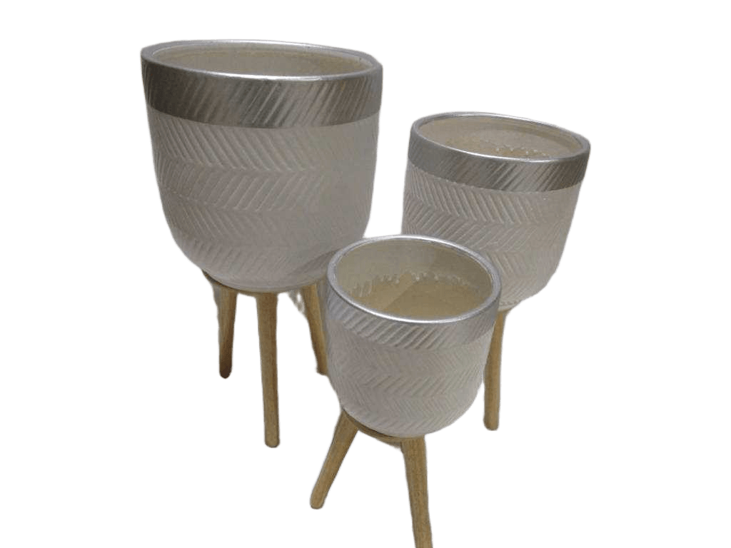 Pot Set 8"/10''/12'' With Wood Stand