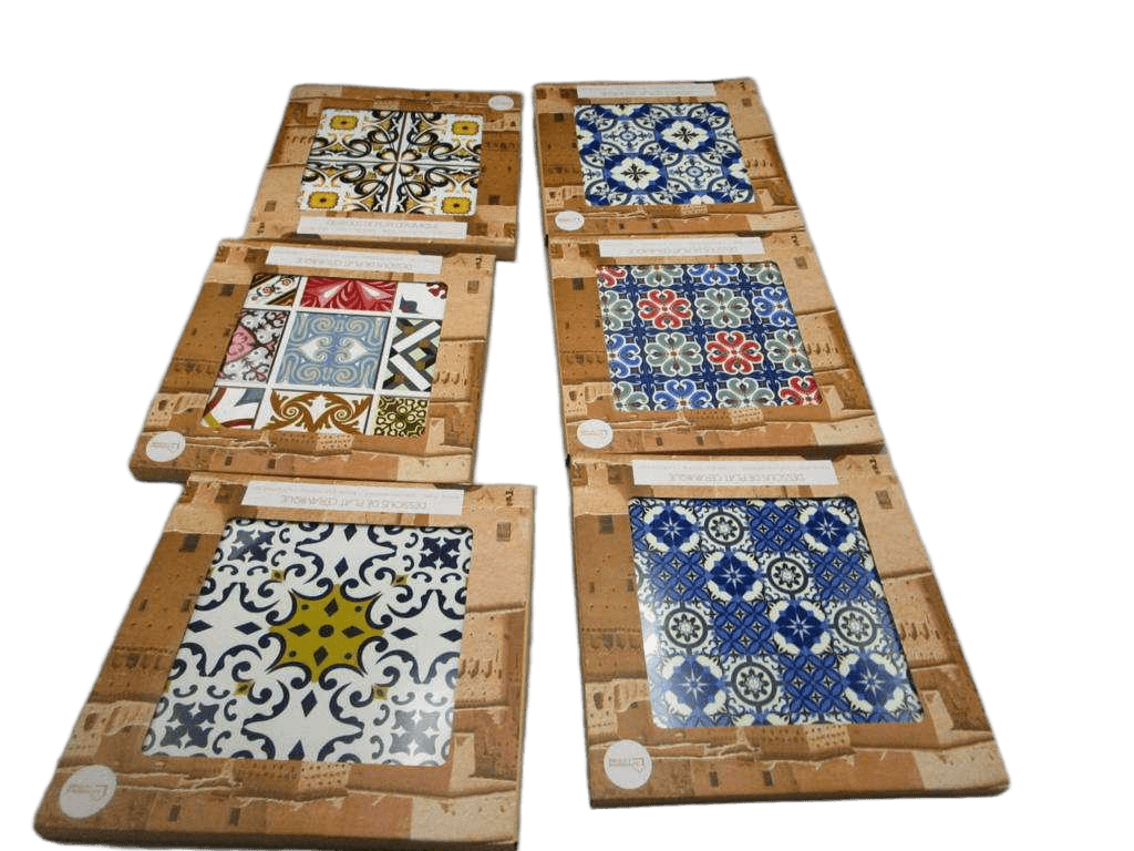 Underplate Mosaic In Square Ceramic Design 20cm 8 Decors Assortis