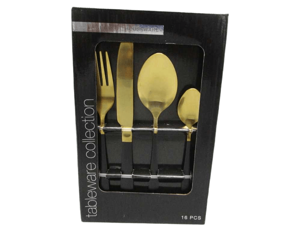 Cutlery Set 16pcs Black Gold