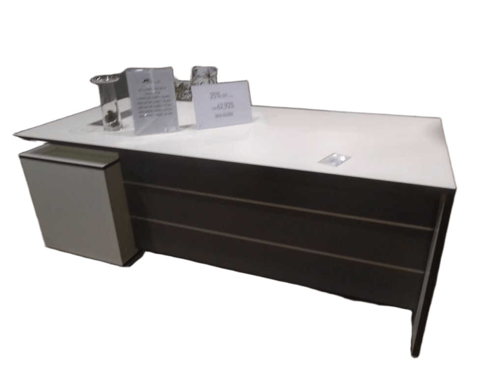 Desk Executive White+grey Stripe 1400w*1400d*760h