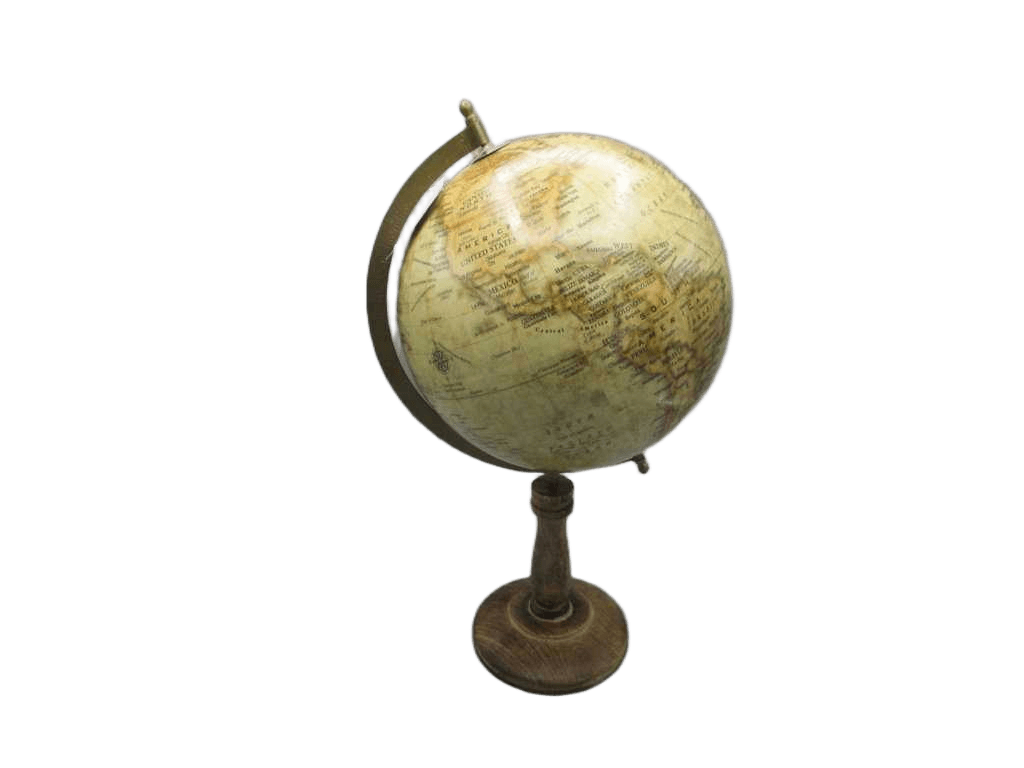 Globe On Wooden Base 10inch