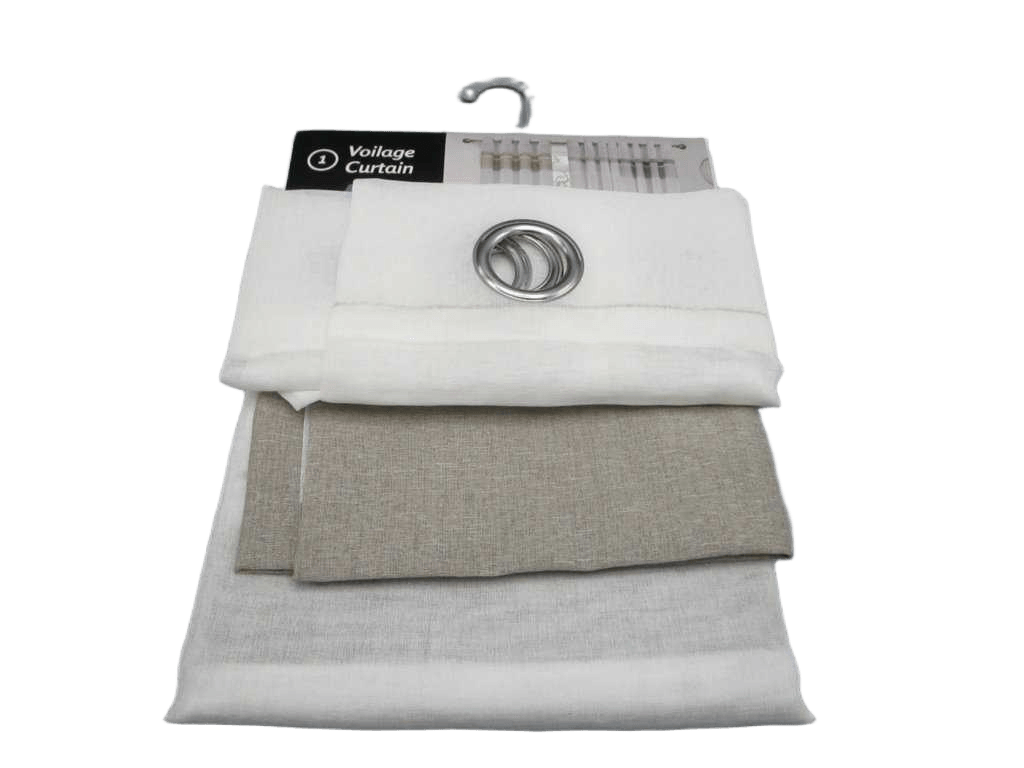 Curtain Yarn Dyed Voile Window Curtain 8 Rings 100% Polyester 95gsm 43x28x23