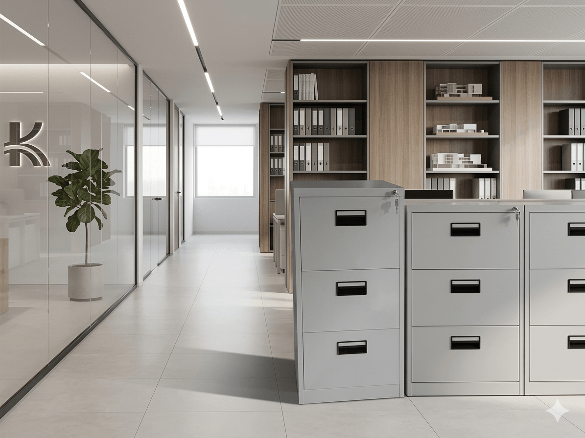 Cabinet Vertical 3 Drawers (With Black Handle And Keys) (0,6mm)