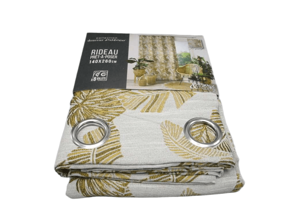 Curtain With Eyelets 140 X 260 Cm Jacquard Faggy Yellow