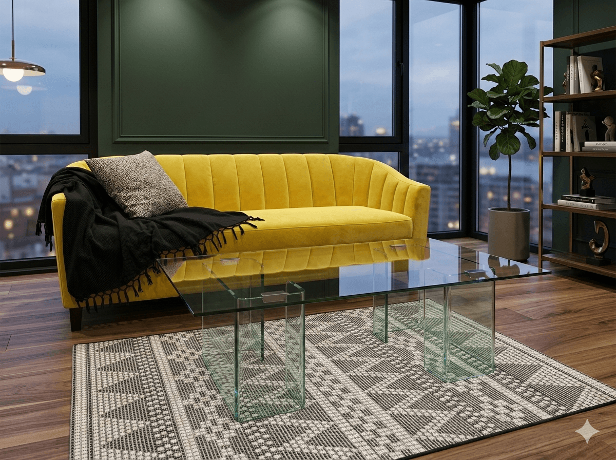Coffee Table 10mm Clear Temperd Glass/ 12mm Clear Bent Glass130x70x40