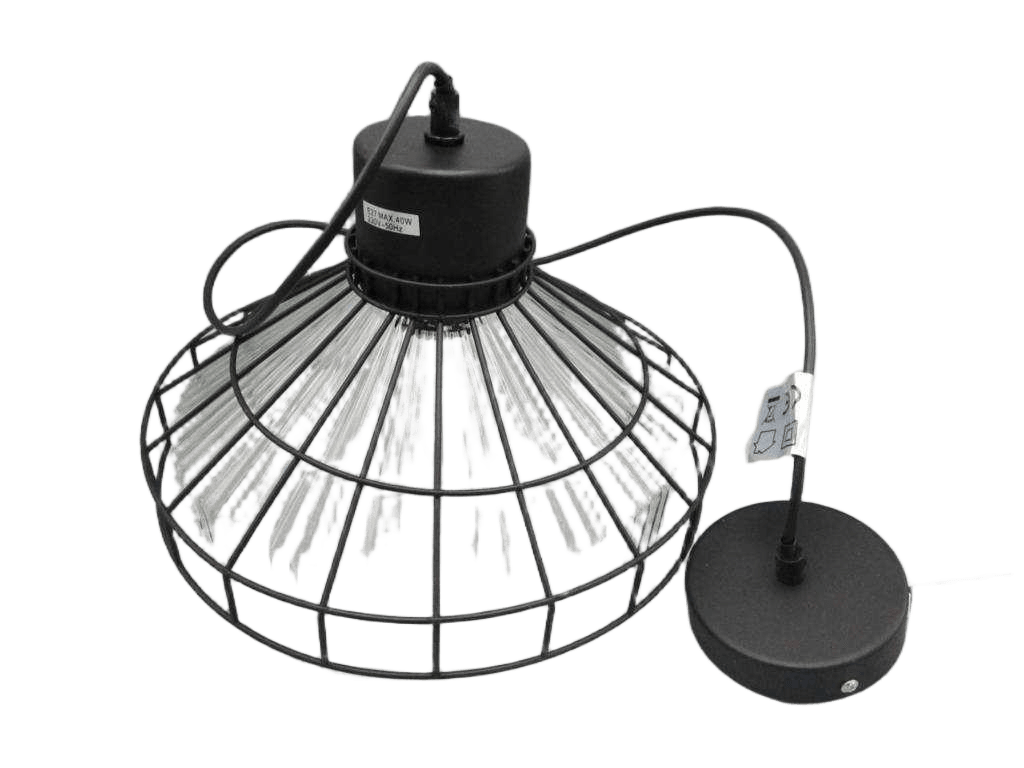 Pendant Lamp House Blk Gls Met Pdnt D30
